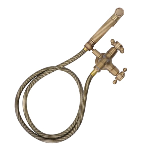 Veggmontert Badekarkran Sett, Antikk Messing Finish Solid Messing Konstruksjon med Justerbare Svingarmer Håndholdt Dusj og Badekar Kran Combo