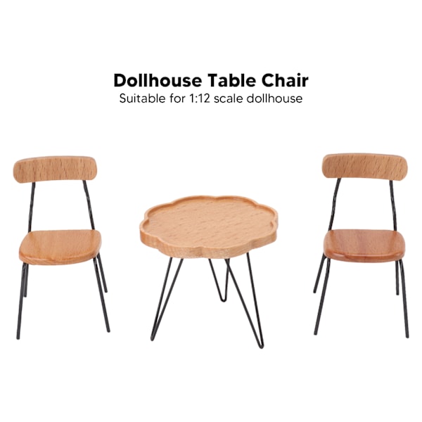 1:12 Dockhus Utomhusbord Stol Miniatyr Trämöbler Modell Dockhus Dekoration Tillbehör