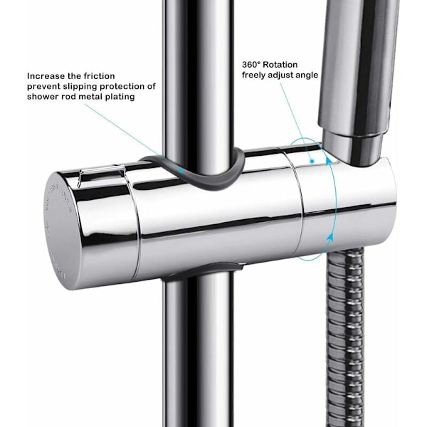 Duschmunstyckeshållare Universal Slider Bar, Kromfinish Justerbar Duschmunstycksfäste För Glidstång 18-25mm, Integrerad Design ABS Material 360
