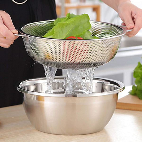 Professionella Mesh-korgar, Rostfritt Stål Set För Matlagningsentusiaster, Spegelpolerad Finish, Praktisk Förvaring i Varandra, Hälsosamt För Daglig Användning
