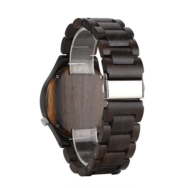 Trendig Herrar Träklocka Rund Urtavla Analog Visning Kvarts Armbandsur Ebenholts