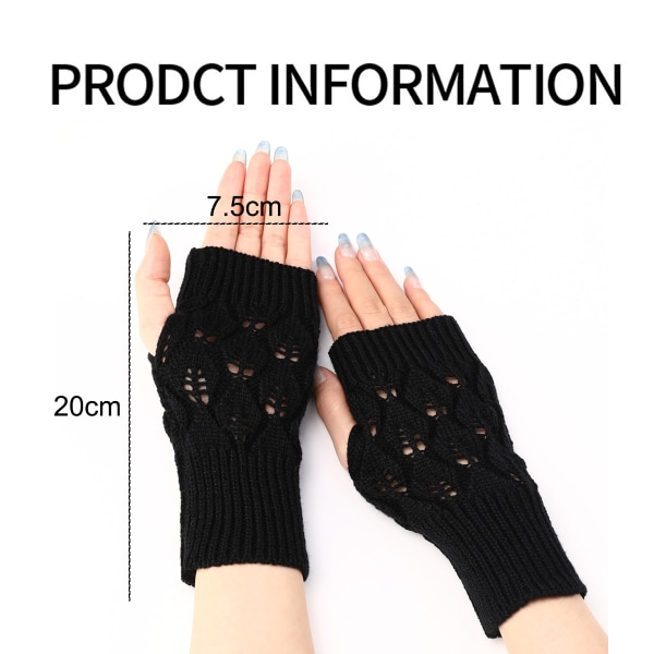 Vinterarmvarmere vanter Strikkede fingerløse handsker til kvinder,