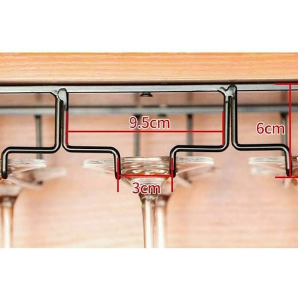 Vinglashållare för Underskåp, Elegant Utrymmesbesparande Ställ för Vinglas för Bar Kök Förvaringshängare, Metallorganisatör 60x22.5x5.5cm, Polerat Järn Enkel