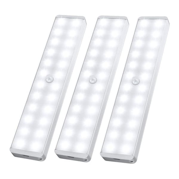 LED skaplys, nyeste 24LEDs Dimmer USB oppladbar bevegelsessensor