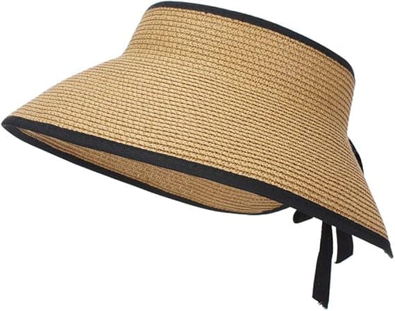 Store strandstråsolhatte til kvinder, foldbar bredskygget hat til damer