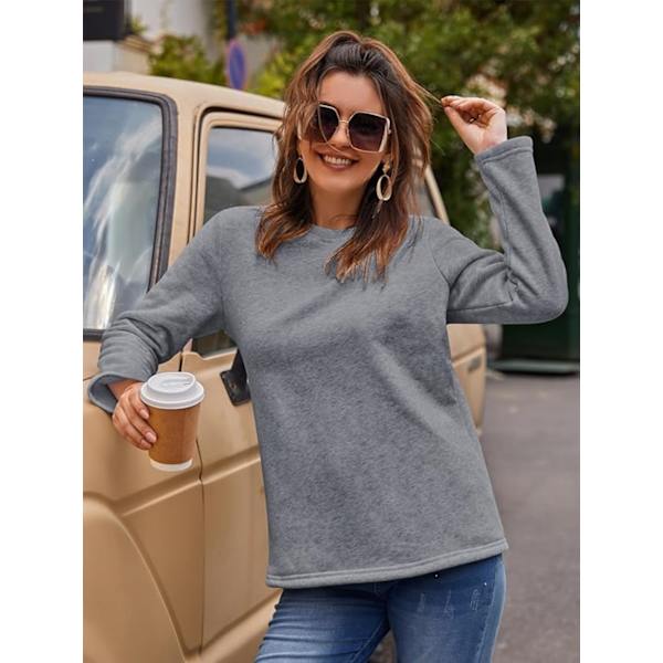 Fleece sweatshirt för dam, varmfodrad tröja, vintertopp