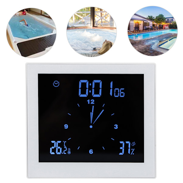 Digital Alarm Temperatur- og Luftfugtighedsskærm Ur Indendørs Bord Timer Multifunktionel til Husholdning Kontor Dekoration (Hvid TS-WP10-W)