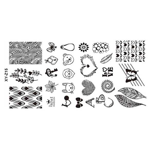 Rustfrit Stål Rektangulær Neglekunst Stemplingsplade DIY Manicure Trykning Billede Skabelon z15#