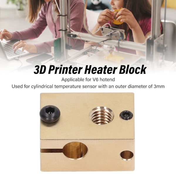 3D-skrivarvärmeblock i mässing, hög hårdhet, hög temperaturbeständighet, exakt ersättningsvärmeblock för V6 mässing