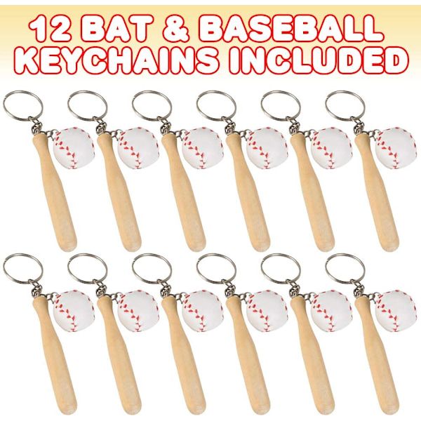 Mini 3-tommers treballtre med baseballnøkkelring, for barn fra 8 år og oppover, sett på 12 – perfekt for team-gaver, sport og suvenirfavoritter, seier