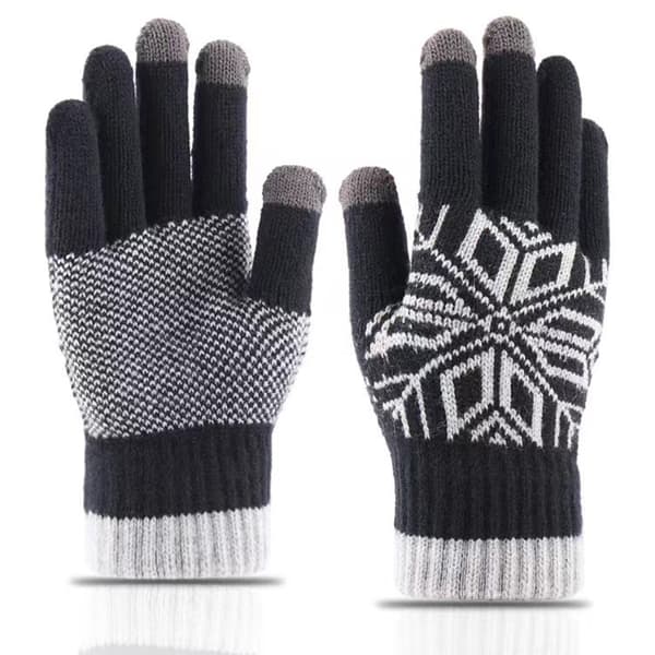 2 par varma handskar vinter pekskärmshandskar damvantar tjocka stickade handskar herr black