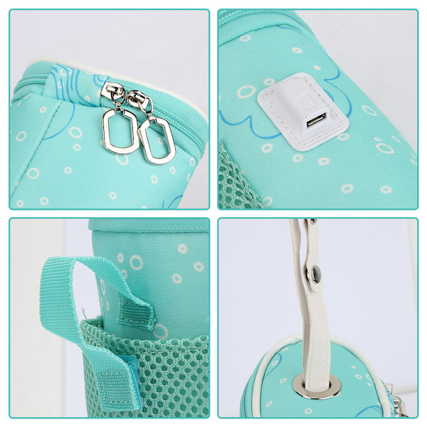 USB-varmer for babyflasker, isolert bag, reisekopp, bærbar bilvarmer