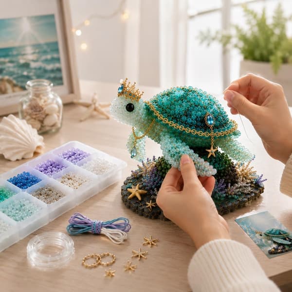 Lille 3D Perledyr Håndværkssæt: DIY Dyre-Perlesæt – Skildpadde Sæt