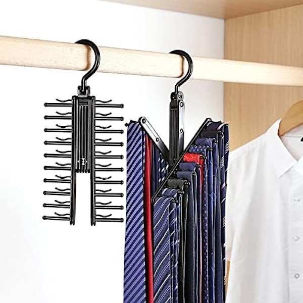 Slipsförvaring med vikbara metallkrokar, multifunktionell organizer för platsbesparande design i garderoben, skrynkelfria slipsar, mångsidig användning, hållbar