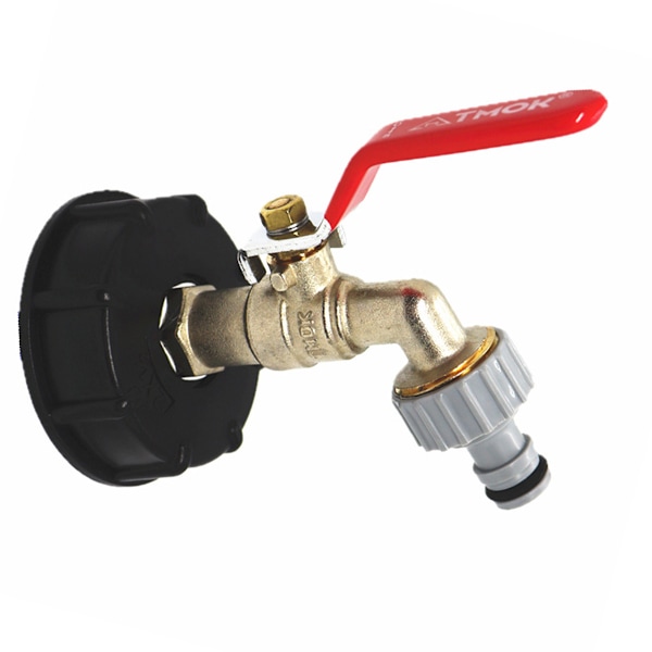 Fin Flow Control IBC Tank Adapter til hurtig kontaktskift, forkromet messingadapter med sikkerhedsventil, snap-on hane-stik til