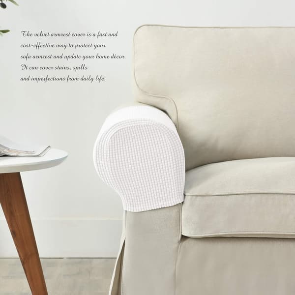 Set med 2 Jacquard Stretch Soffa Fåtölj Armstödsskydd Halkfria Möbelskydd Armstöd Överdrag för Soffa Vilstol