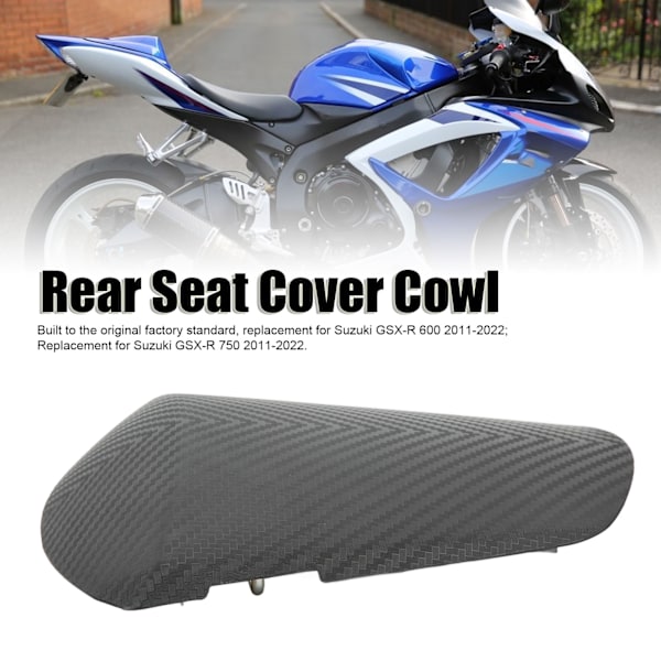 Bagageplade Bagagerum Dekorativ Motorcykel Hale Fairing Cowl Udskiftning til Suzuki GSX‑R 600 750 2011‑2022 Kulfiber