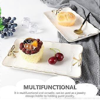Smyckesbricka Dekorativ Bricka Keramiska Tallrikar Dessert Serveringsfat Soffbordsbricka