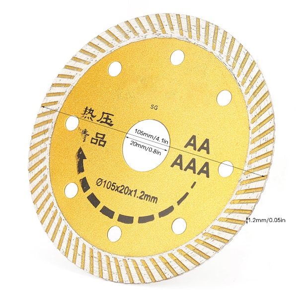 105*20*1.2mm Diamantcirkelsågbladskiva för sten marmor keramik betong