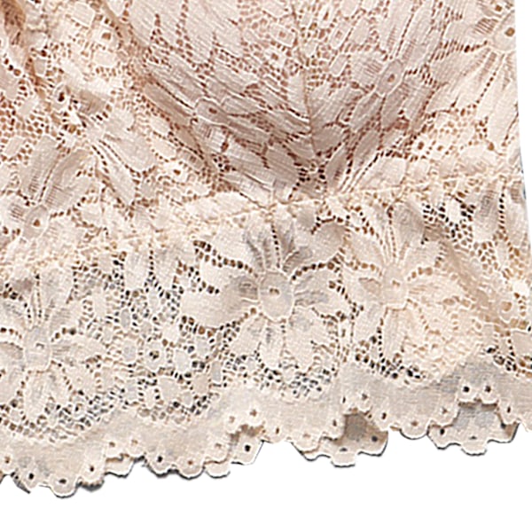 Spets-BH Bralette Vadderad Plus Size Linne Underkläder Hudvänlig Andningsbar Lätt Vadderad BH Underkläder Hudfärg L