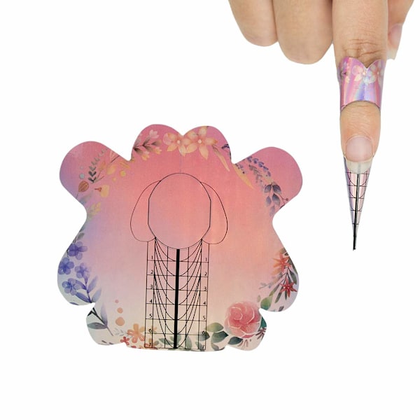 DIY Nageldesigners Drömset, Självhäftande Fjärilsformade Akryltippar, UV Gel Förlängningsstickers med Nummer Markerade för Enkel Nagelkonst