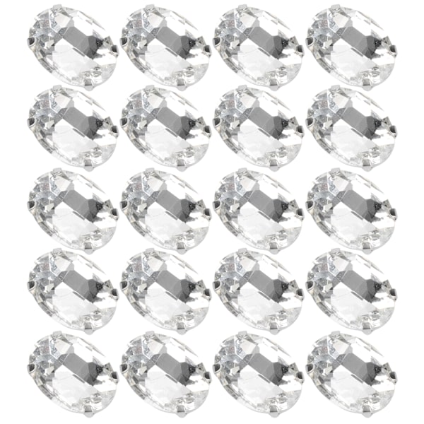 20 stk Klø Rhinestones Blanke DIY Håndsydde Sko Dekorasjon Klær Tilbehør (18 x 13 mm Oval Form)