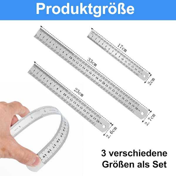 Linjal i aluminiumlegeringsmaterial, hållbar flexibel korkbaksida & halkfri linjal med korkbaksida, lasergravering för tydliga markeringar & slät ytfinish