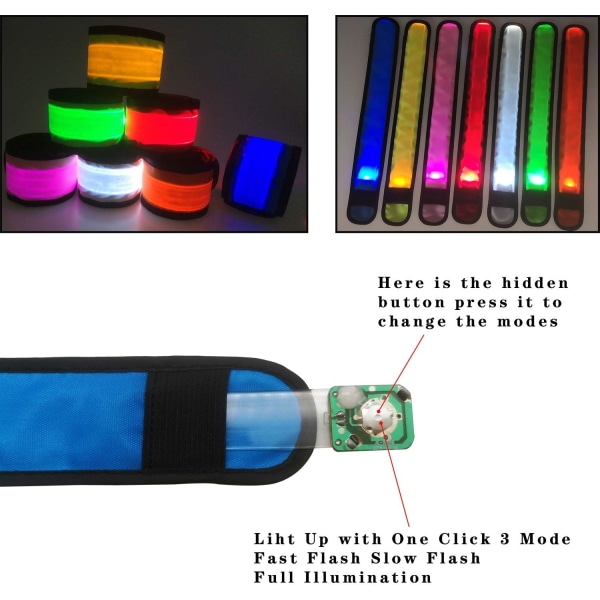 LED-käsivarsinauhat rannekkeet rannekkeet vilkkuvat urheilupakkaus 6 kpl