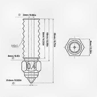 10 stk. 3D-printerdyse messing 0,4 mm M6 høj flow højhastighedsprintdyse egnet til visse mærker