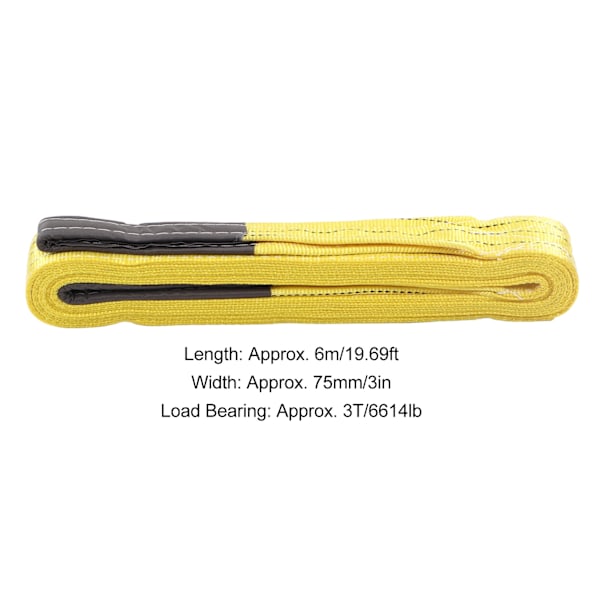 Løfteslyngrem 3T 6614LB 6M 19.69FT Fortykkende Udvidet Polyester Robust Stabil Rigging Løfteslyng til Kran Hejs