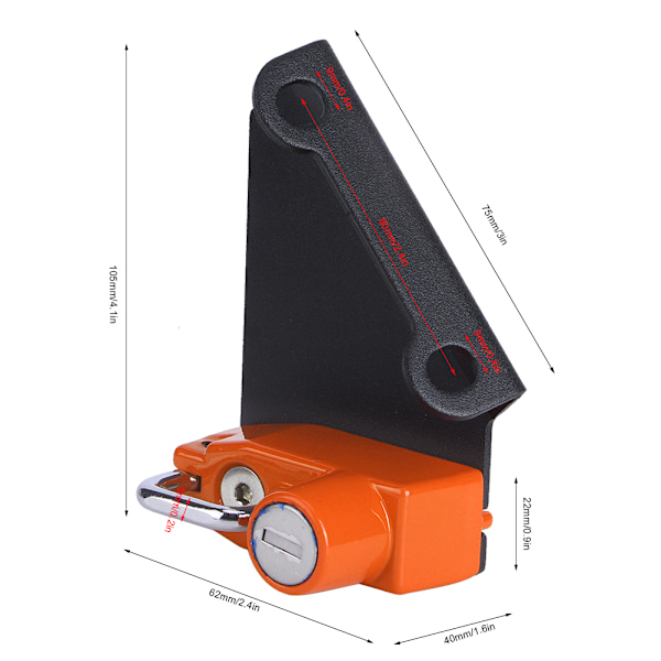 Moottoripyörän Varkaudenesto Kypärälukko Vasen Puoli Sopii Yamaha YZF R1m R1s R6 (Oranssissa)