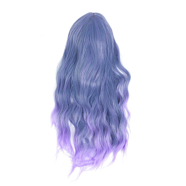 Langt krøllete parykk for kvinner i gråblå gradient - Stilig cosplay-parykk for fest - Syntetisk parykk 60 cm