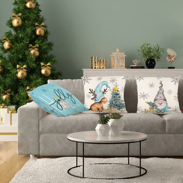 45*45cm Sett med 4 Juledekorasjonsputer Pynteputetrekk Gårdsdekor for Sofa