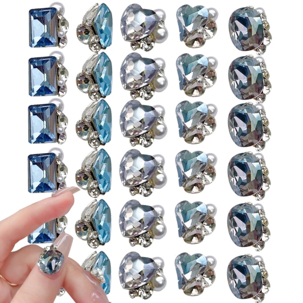 30 stk Nail Art 3D-dekorasjoner Nail Gems Rhinestone Nails