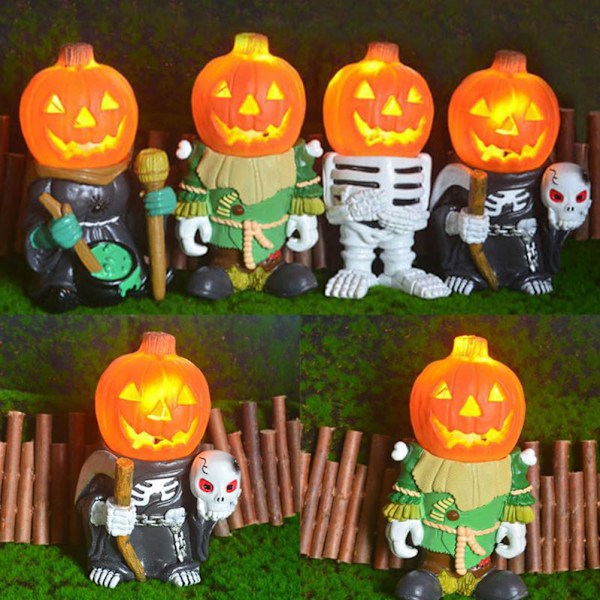 Harts Pumpa Riddare Halloween Dekoration Ljus Trädgårdsdekor Lykta Bordslampa Nattlampa för Barn Sovrum Veranda Dekor