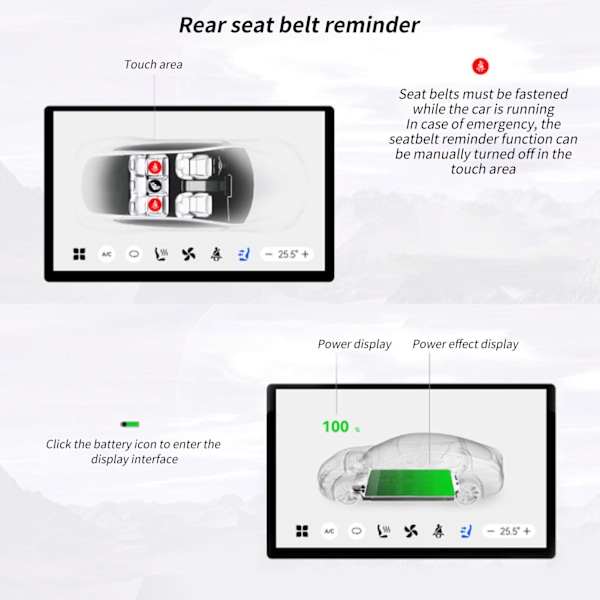 7,2 tommers baksete skjermpanel for Android 11.0 HD berøringsskjerm IPS multimediaspiller erstatning for Tesla Model 3 Y 20-pin