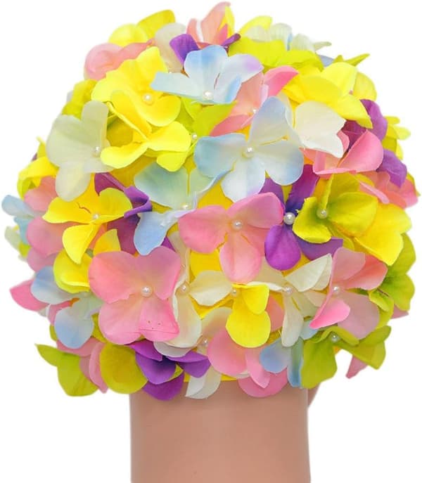 Flerfarget retro blomstret badehette for kvinner