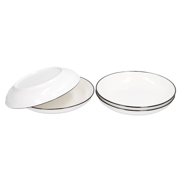 Utrymmesvänlig Form, Coupe Servisset 8 Tum, Elegant Svart Kantdesign För Stilfull Dukning, Dubbelbandad Kantdekal, Blyfri Keramik