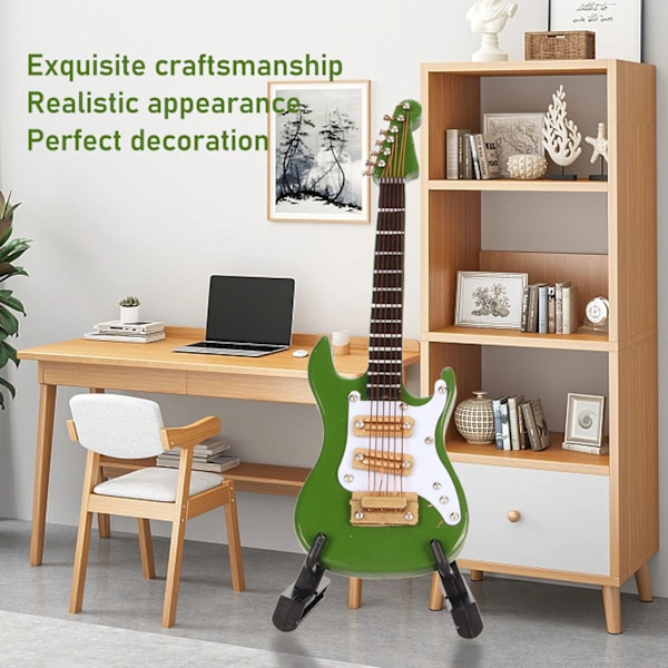 Elektrisk Gitarr Dekoration Miniatyr Musikinstrument Gitarr för Hem Familj Grön 10cm
