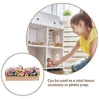 Realistisk Miniatyr Lang Blomsterpotte Modell Vakker Lite Hus Tilbehør