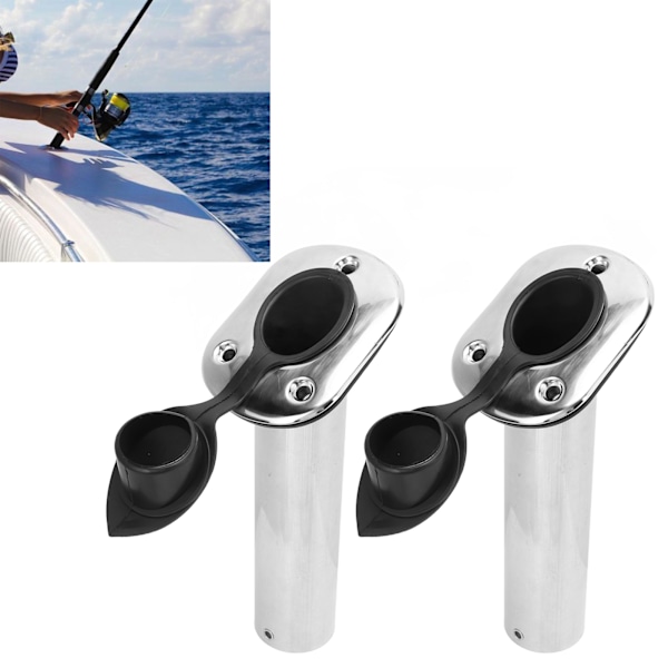2 stk. Bådfiskerstangsholder 9 tommer Flush Mount 316 Rustfrit Stål UV PCV Liner med Kapsel 30° til Yacht