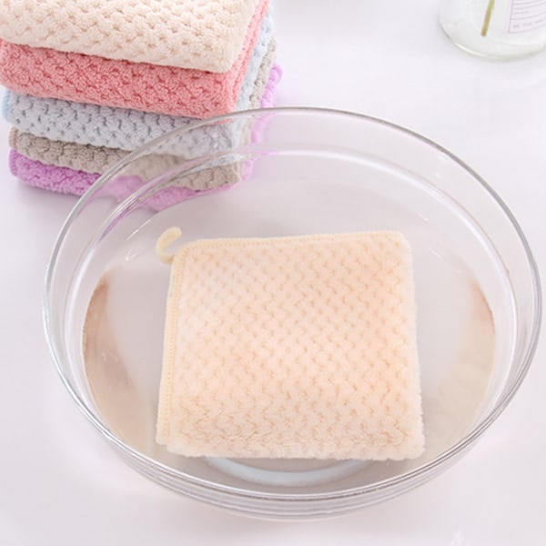 Våffeldisktrasor, Mikrofiberhanddukar Mjuk Känsla För Kök Badrum, Hängande Design Snabbtorkande Absorberande Korallfleece Mjuk Tjock Diskduk