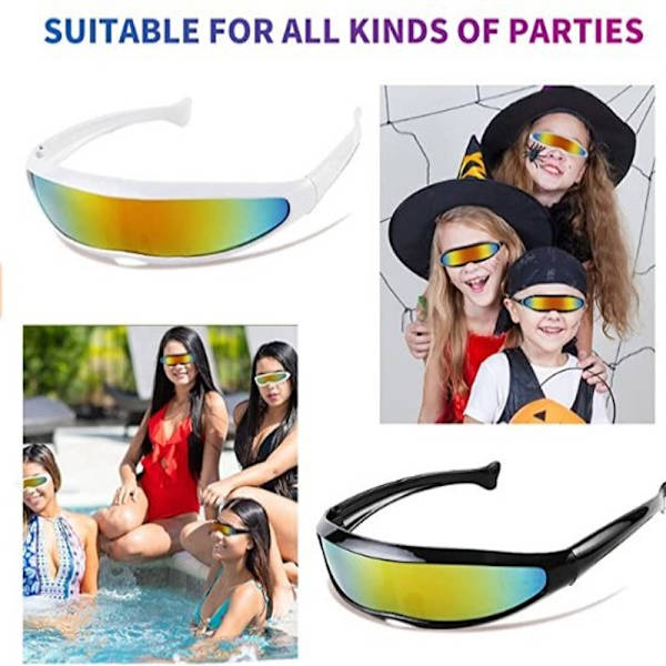 Glasögon Rymdtema Retro Roliga Coola Multifunktionella Solglasögon för Fest Cosplay Barn Vuxna 2st Svart 2st Vit