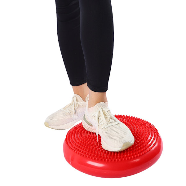 Yoga Mjuk Kudde Balans Tjocknad Fotled Återhämtning Massagekudde med Luftpump (Röd)