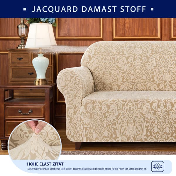 Damask sofföverdrag stretch sofföverdrag soffskydd fåtöljöverdrag elastiskt blommönster halkfritt stretchöverdrag mjukt tyg
