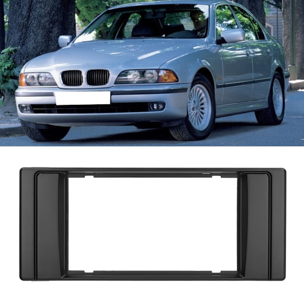 2Din Senterkontroll Audio Fascia Trim Navigasjonspanel Ramme Interiørtilbehør Passer for 5-serie E39/X5 E53