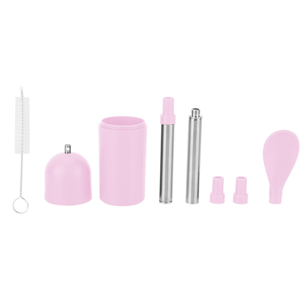Husbordsvenlig Multifunktionel Teleskopisk Foldbar Drikkestraws Ske til (Lyse Pink)