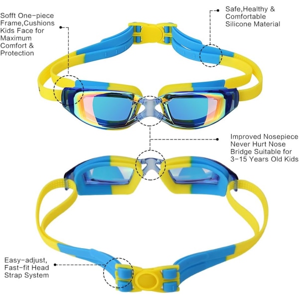 Lasten uimalasit, huurtumista estävät UV-suojatut nuorten uimalasit