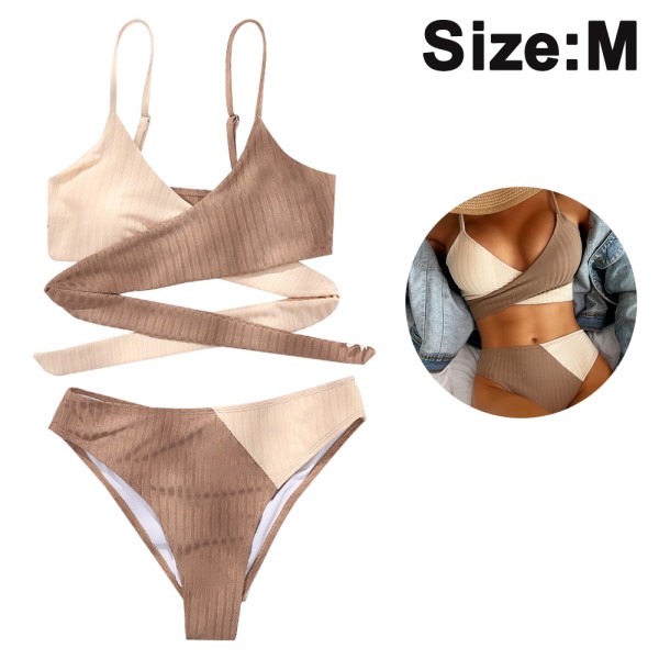 Women Sexy Wrap Bikini Swwimsuit Sets Criss-Cross Color Block