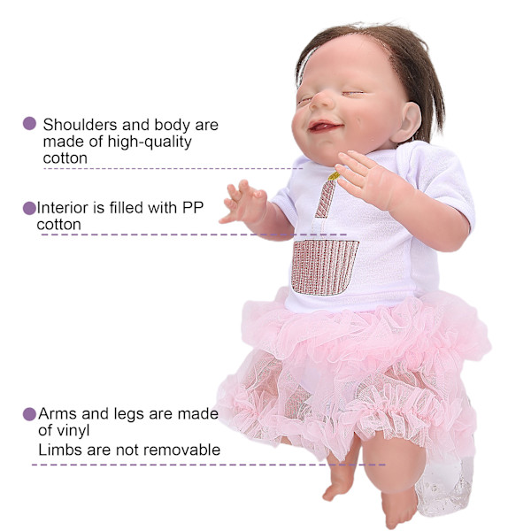 Babydocka Vinyl Livsliknande Reborn Babyflicka Dockklädd Nyfödd Dockor Presenter 20 tum